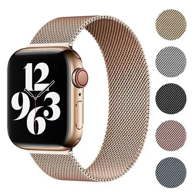 APPLE WATCH STRAP MILANESE LOOP METAL BAND 8 7 SE 6 5 4 3 38/40/41/42/44/45/49mm • £5.79