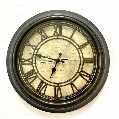 Vintage Wall Clock Hanging Big 14” Round Battery Used Vintage Brown • $18.88