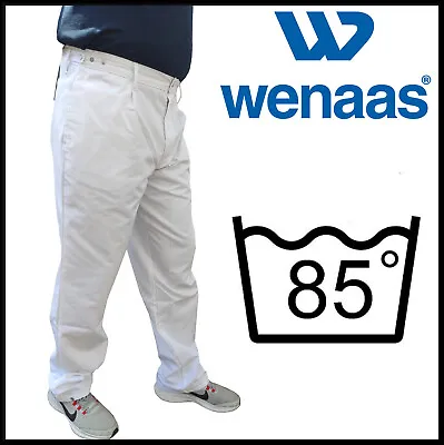 Wenaas White Mens Work Trousers Catering Elasticated Waist Painter Decorator • £14