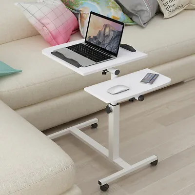 Overbed Bedside Table On Wheels Computer Laptop Desk Mobility Aid Tray SideTable • £26.95