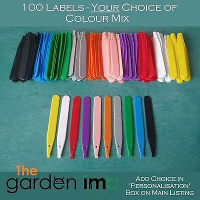 100 Plant Labels 4  Coloured Plastic Stick ID Pot Seed Tray Tags YOUR CHOICE • £4.99