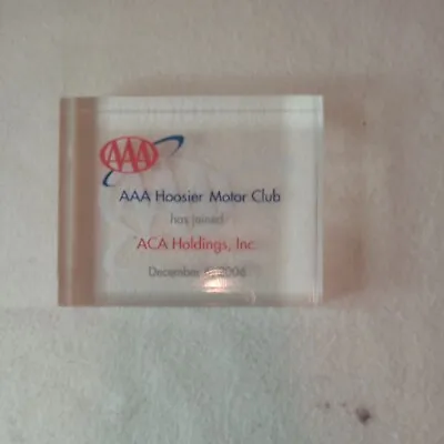 AAA Hoosier Motor Club Acrylic Award  5x4x1 Inches  12.6.2006  ACA Holdings • $13.45