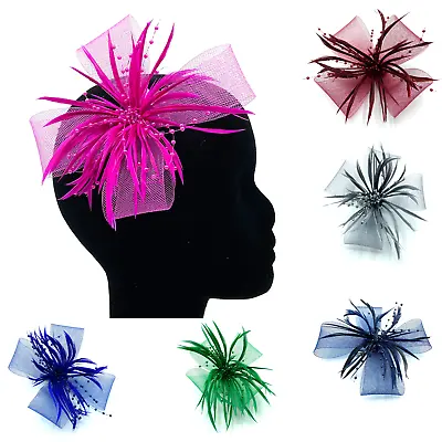 £6.49 • Buy Ladies Feather Clip Fascinator Weddings Races Royal Ascot Hair Piece Fascinator