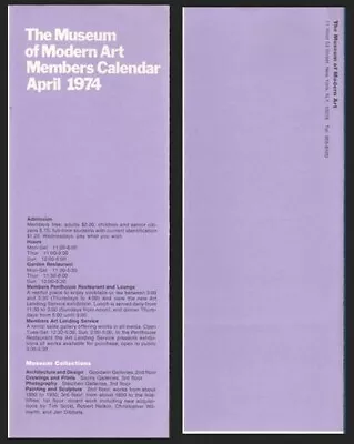 Vintage April 1974 Museum Of Modern Art Member's Calendar • $6.50