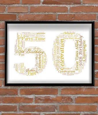 Personalised 50th Birthday Gift - Golden Wedding Anniversary Gift Word Art Print • £14.95