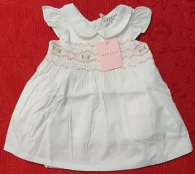 Baby Dress White/Pink/Green Designer Baby Clothing Fantastic Quality • £17.49