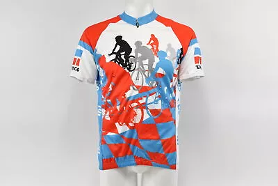 Verge Men's XL Tour De Pink Short Sleeve Cycling Jersey White/Red/Blue • $15