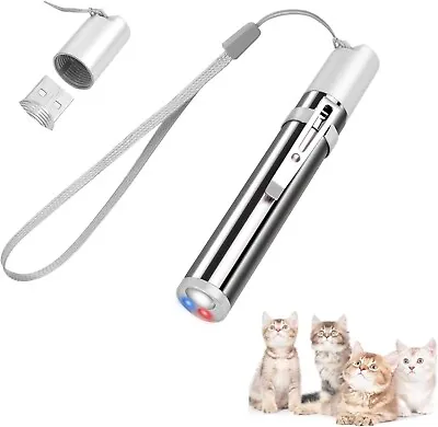 USB Rechargeable Mini Torch Red Beam UV Light 3 In 1 Cat Laser Pointer Pen Toy • £4.99