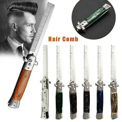 $16.01 • Buy Stainless Steel Switch Blade Spring Brush Folding Hairstyling Pocket Hair Comb