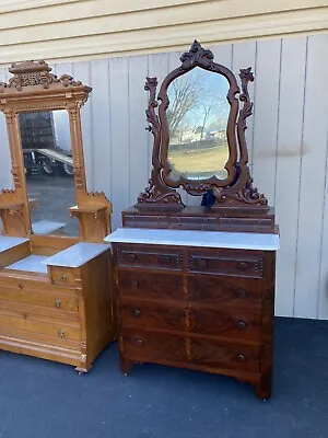65167 Antique Victorian Marble Top Dresser With Mirror • $625