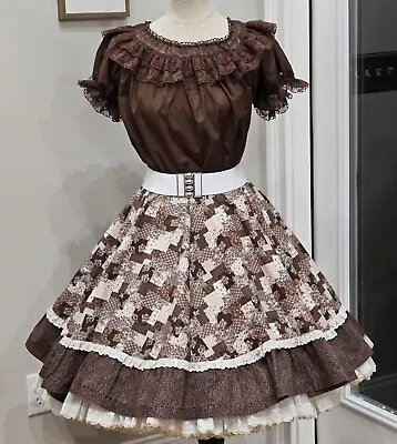 Vintage Square Dance Outfit Skirt & Blouse Square Up Fashions. Brown So Pretty! • $50
