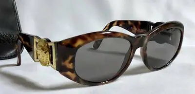 VERSACE Vintage Sunglasses MOD424 Medusa Logo Brown X Gold Very Good W/ Case • $542.76