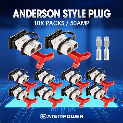 $29.95 • Buy 10PCS 50 AMP Anderson Style Plug T Handle Dust Cover Trailer 12V 24V 6AWG