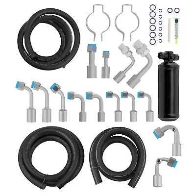 Universal 134a Air Conditioning Hose Kit O-Ring Fittings Drier A/C AC Hose Set • $91