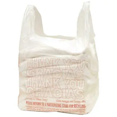 $12.99 • Buy Lot Of 100 T-Shirt Bags Shopping Plastic Grocery Store Retail Carry Out 16 X11 
