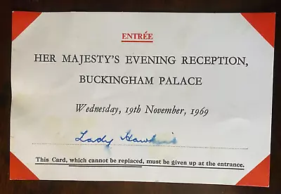 Antique Royal Entry Ticket For Evening Reception Hosted By Queen Elizabeth II • £9.99