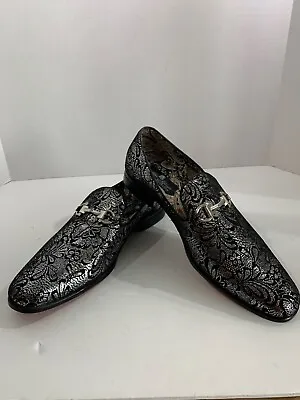 After Midnight Formal Footwear Mens Black & Silver Paisley Dress Shoes SZ 11 EUC • $44.50