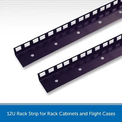 2 X 12U 19 Inch Rack Strip Rails For Rack Cabinets & Flight Cases Pair • £15.99