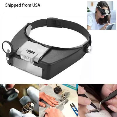 New Head Headband Magnifier LED Illuminated Visor Magnifying Glasses Loupe • $13.14