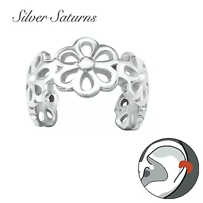 925 Sterling Silver Daisy Design Ear Cuff Wrap Upper Ear Multi Daisies (A22) • £5.49