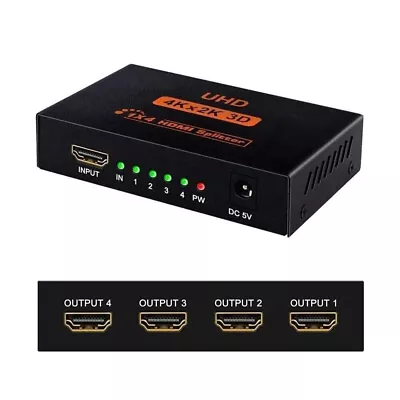 HDMI Splitter 1In4 Out 4K Ultra HD 1080P 3D Multi Port Hub HDMI Switch Converter • $12.29