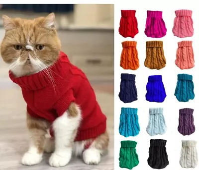 $9.49 • Buy Pet Dog Warm Jumper Knit Sweater Clothes Puppy Cat Knitwear Costume Coat Apparel