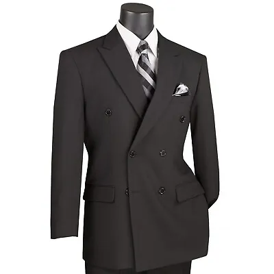 LUCCI Men's Double Breasted Classic Fit Poplin Polyester Suit NEW • $85