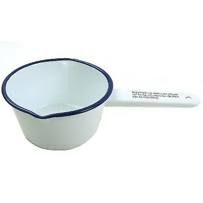 Falcon Enamelware White Milk Pan With Blue Rim D 14cm 54214WH • £9.65
