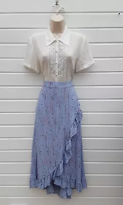 £6.99 • Buy Faux Wrap Skirt,hippie,boho,polka Dot,40's,60s,70's,80s Vintage Style,size 14 Ap