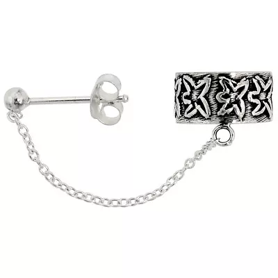$11.99 • Buy Sterling Silver Ear Cuff Earring With Chain & Ball Stud (One Piece)