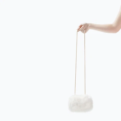 $90 • Buy New Zara White Fur Box Clutch Handbag Shoulder Bag Rare