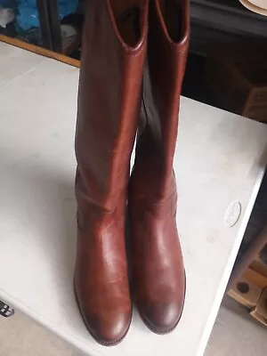 Frye Tall Boots Melissa Button Brown Leather Riding Equestrin Authentic Size:9 B • $45