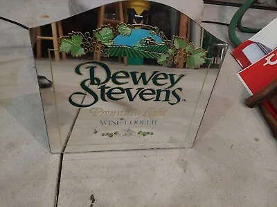 Dewey Stevens Wine Cooler Mirror Beer Bar Pub Sign Vintage 1986 New Old Stock • $25