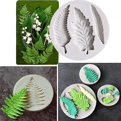 3 IN 1 Leaf Silicone Fondant Mould Cake Plant Tree Sugarcraft Chocolate DIY Mold • £3.99