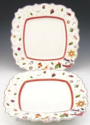 Villeroy & Boch TOY'S DELIGHT 11-1/4  SQUARE WHITE DINNER PLATES Set Of 2 Unused • $62.99