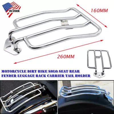 Chrome Motorcycle Luggage Rear Fender Rack Support Shelf Fits Rear Solo Seat Kit • $25.90