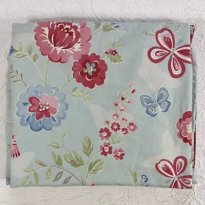 Pottery Barn Kids Blue Pink Floral Butterflies Green Leaves Twin Duvet Cover • $24