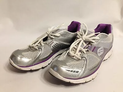 SKECHERS Tone Ups 11752 Silver Purple Athletic Fitness Shoe Sneaker Womens Sz 10 • $10.92