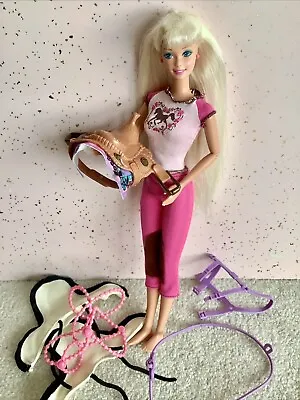 Mattel Equestrian Barbie Doll And Horse Accessories Vintage Saddle Jointed Pose • $18