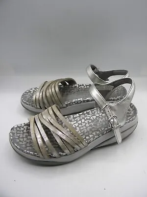 MBT Kaweria Metallic Silver Leather Ankle Strap Sandal Sz US 5 - 5.5 EU 36 • $79