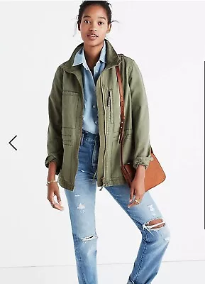 Madewell Surplus Olive Green Utility Jacket Cotton Coat Slouchy Casual Size M • $35