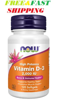 Now Supplements Vitamin D-3 2000 IU 120 Softgels Free Shipping • $6.95