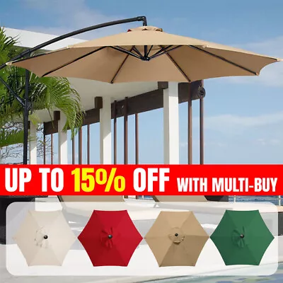 2m 2.7m Replacement Fabric Garden Parasol Canopy Cover For 6 Arm Umbrella Cloth • £17.39