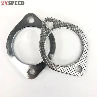 3  Exhaust System Flange+Gasket 2-Bolt Universal Made Of Mild Steel • $19.99