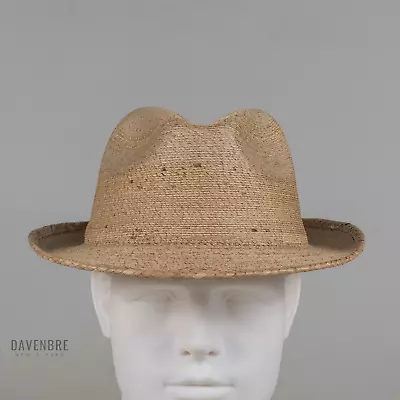 Alamo Hats Straw Fedora Hat Mens 7 1/4 Natural Center Dent Coastal Beachcore • $17.56