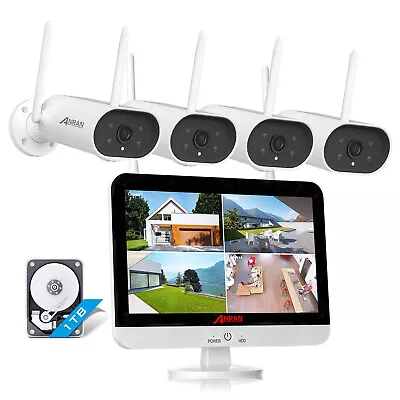 ANRAN Wireless Security Camera System Outdoor Home With 12''Monitor WiFi NVR Kit • $279.99