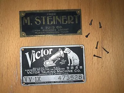 Original Victor Victrola VV-IX Steinert Phonograph Metal ID Tag With 6 Nails • $49.99