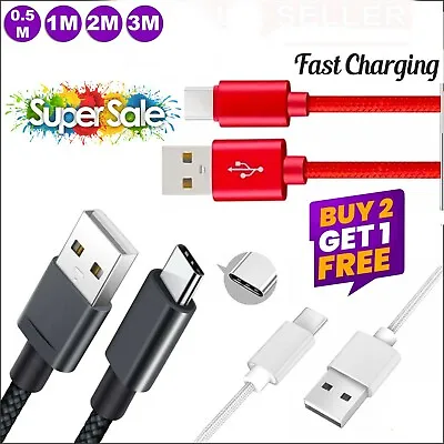 Type C USB C Fast Charger Charging Data Cable Lead For Samsung Huawei Phones • £3.75