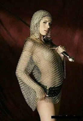 New Style Aluminium Butted Medieval Chain Mail Bra Top And Coif Viking • $220