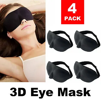 $5.29 • Buy 2/4pcs 3D Sleeping Eye Mask For Men Women Soft Pad Blindfold Cover Travel Sleep